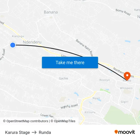 Karura Stage to Runda map
