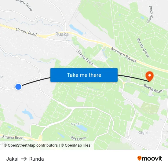 Jakai to Runda map