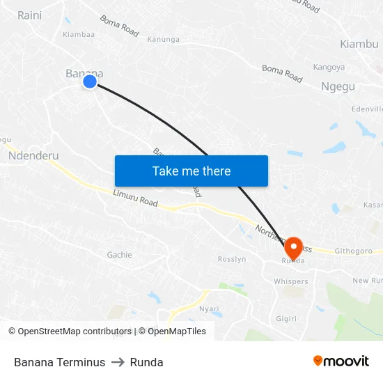 Banana Terminus to Runda map