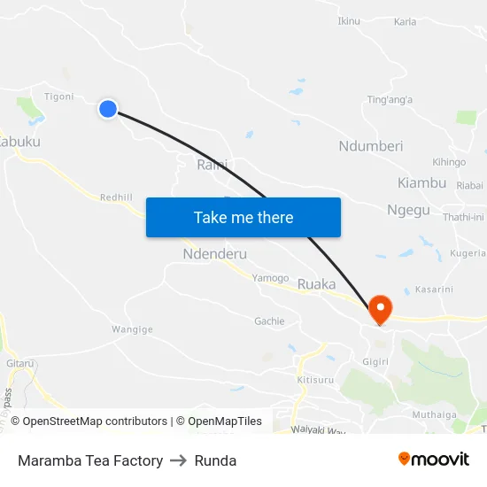 Maramba Tea Factory to Runda map