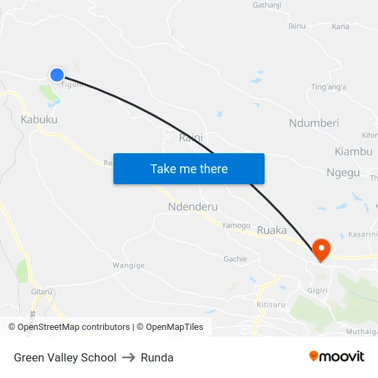 Green Valley School to Runda map