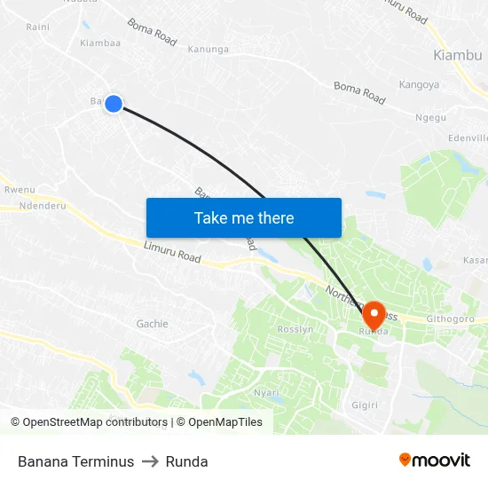 Banana Terminus to Runda map