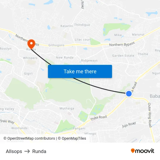 Allsops to Runda map