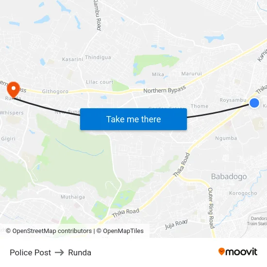 Police Post to Runda map