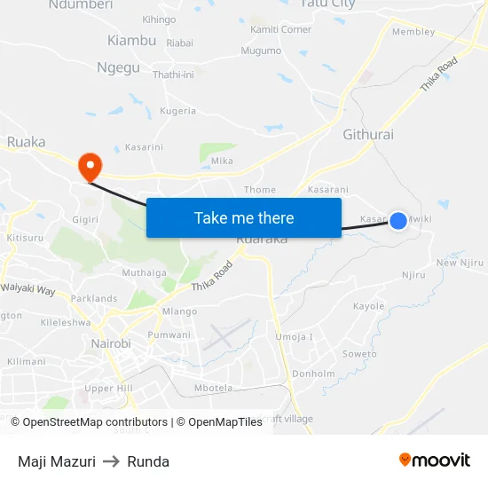 Maji Mazuri to Runda map
