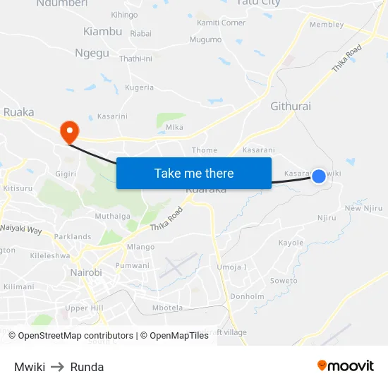Mwiki to Runda map