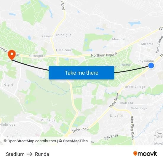 Stadium to Runda map