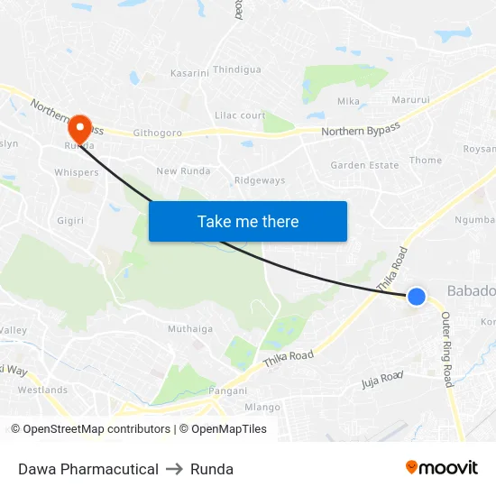 Dawa Pharmacutical to Runda map