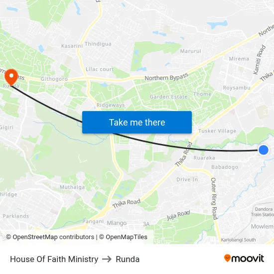 House Of Faith Ministry to Runda map