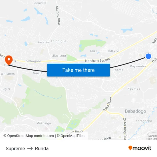 Supreme to Runda map