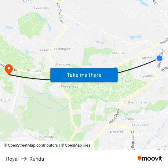 Royal to Runda map