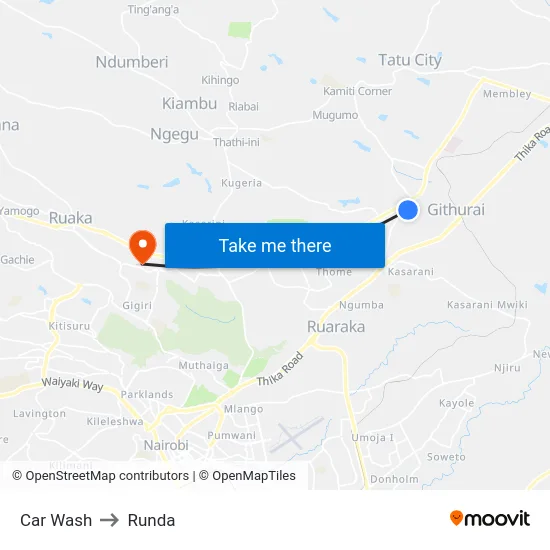 Car Wash to Runda map