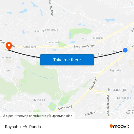 Roysabu to Runda map