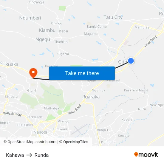 Kahawa to Runda map