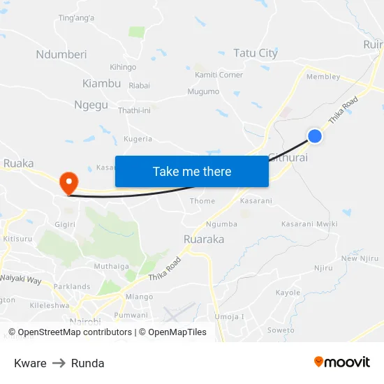Kware to Runda map