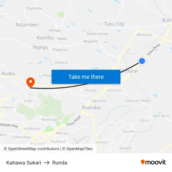 Kahawa Sukari to Runda map