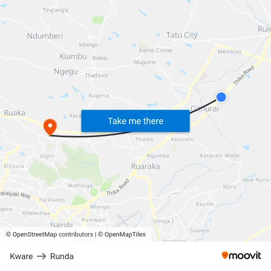 Kware to Runda map