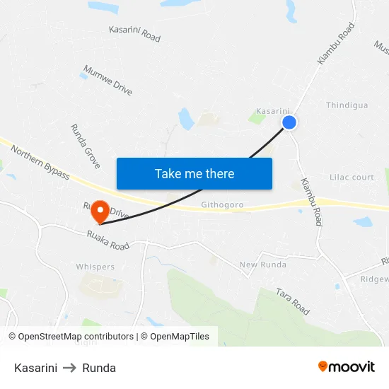 Kasarini to Runda map