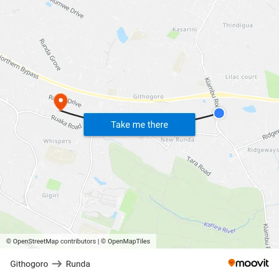 Githogoro to Runda map