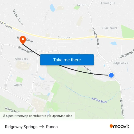 Ridgeway Springs to Runda map