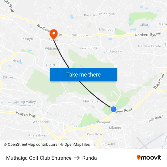 Muthaiga Golf Club Entrance to Runda map