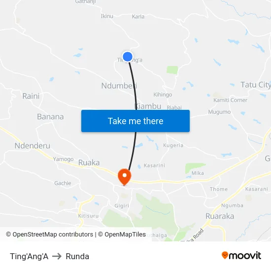 Ting'Ang'A to Runda map