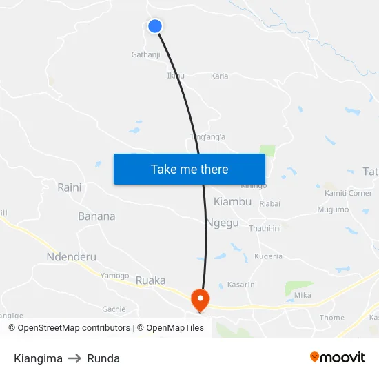 Kiangima to Runda map