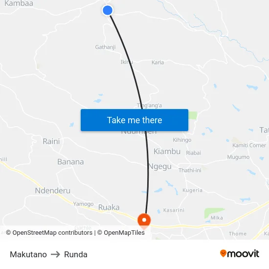 Makutano to Runda map