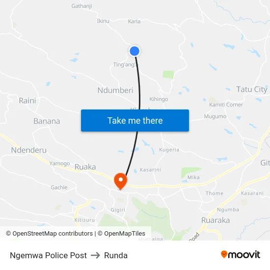 Ngemwa Police Post to Runda map