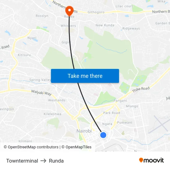 Townterminal to Runda map