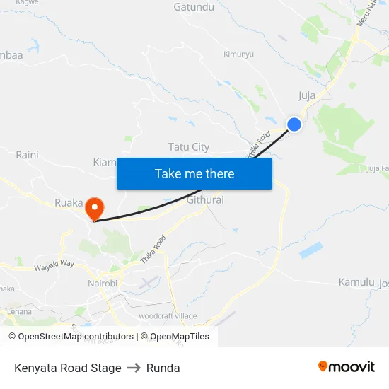 Kenyata Road Stage to Runda map