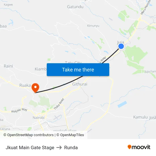 Jkuat Main Gate Stage to Runda map