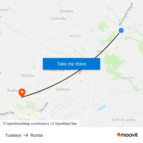 Tuskeys to Runda map