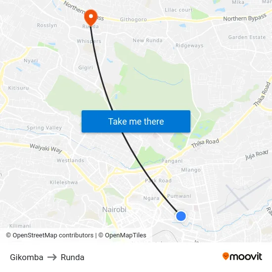 Gikomba to Runda map
