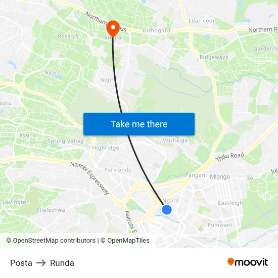 Posta to Runda map