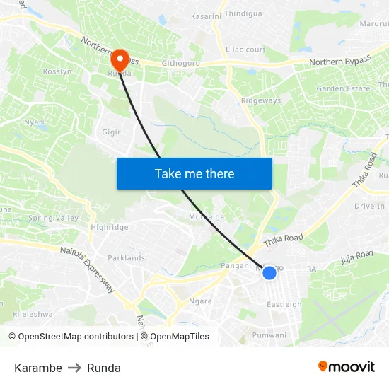 Karambe to Runda map