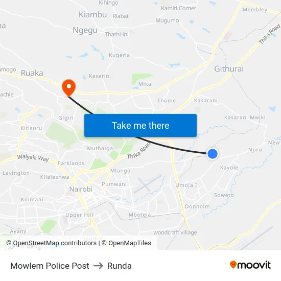 Mowlem Police Post to Runda map