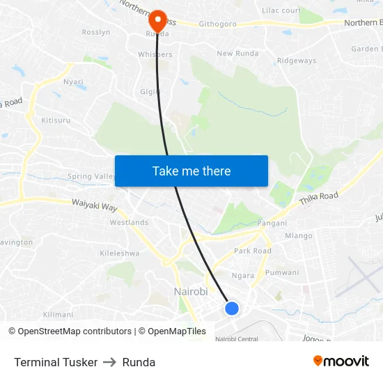 Terminal Tusker to Runda map