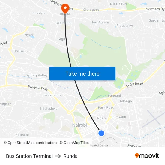 Bus Station Terminal to Runda map