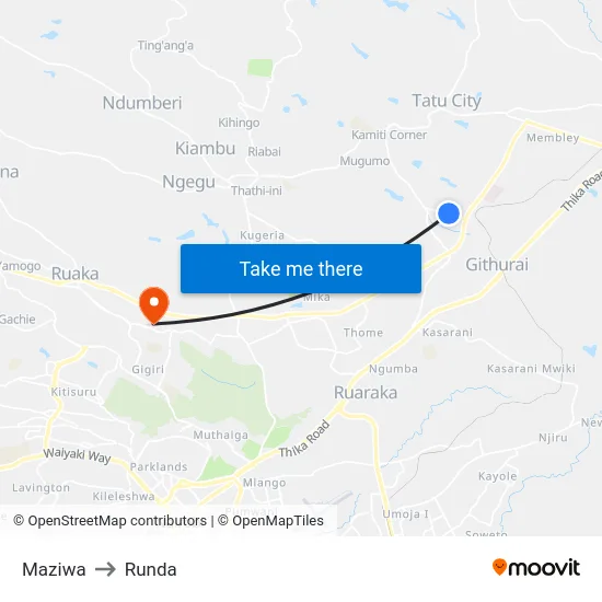 Maziwa to Runda map