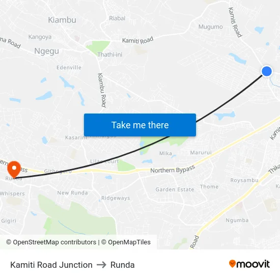 Kamiti Road Junction to Runda map