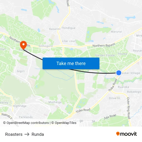Roasters to Runda map