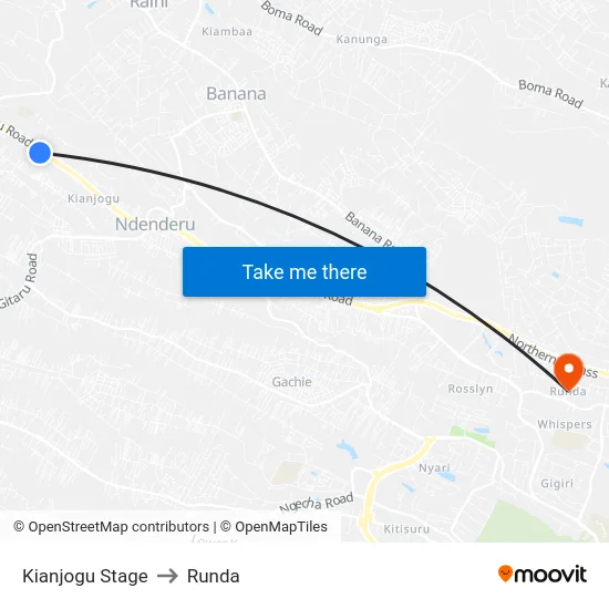 Kianjogu Stage to Runda map