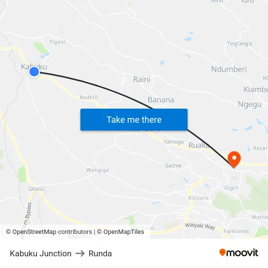 Kabuku Junction to Runda map