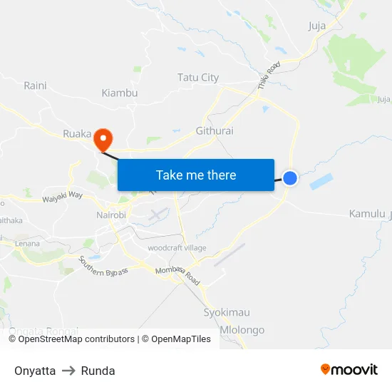 Onyatta to Runda map
