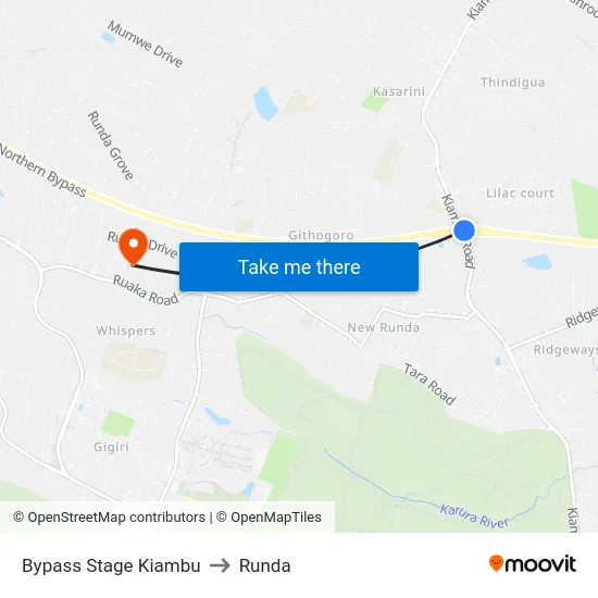 Bypass Stage Kiambu to Runda map