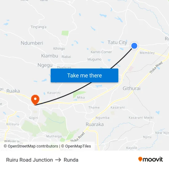 Ruiru Road Junction to Runda map