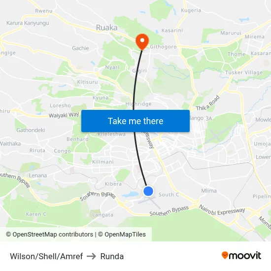 Wilson/Shell/Amref to Runda map