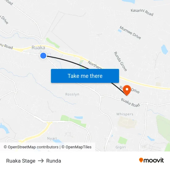 Ruaka Stage to Runda map