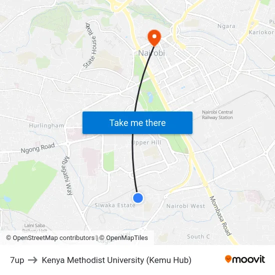 7up to Kenya Methodist University (Kemu Hub) map
